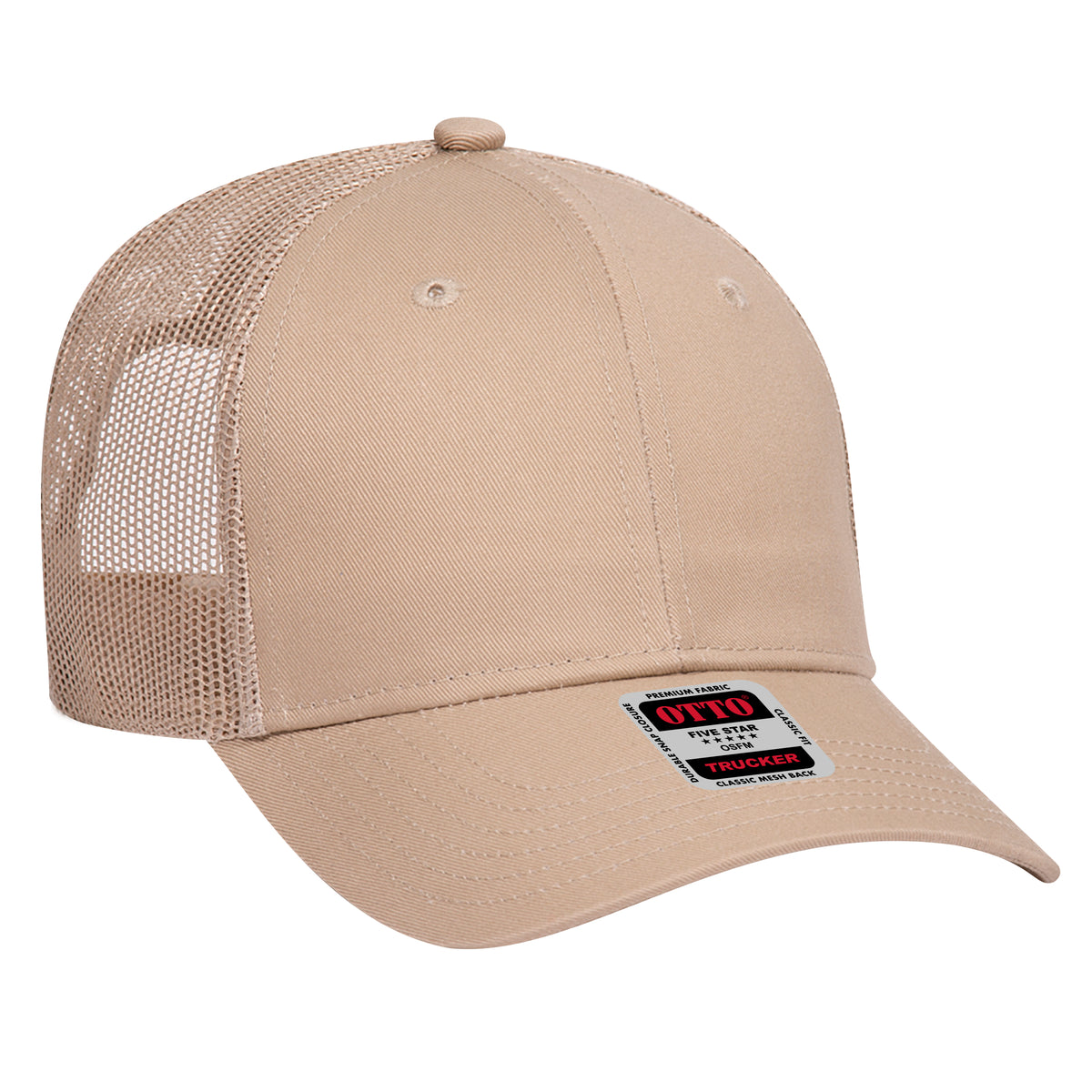 Otto Cap 83-473 6 Panel Low Profile Mesh Back Trucker Hat - Khaki