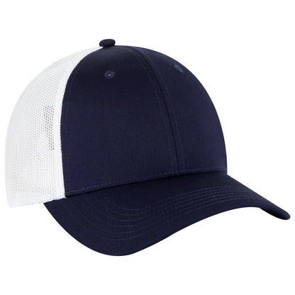 Otto Cap 83-473 6 Panel Low Profile Mesh Back Trucker Hat - Navy/Navy/White