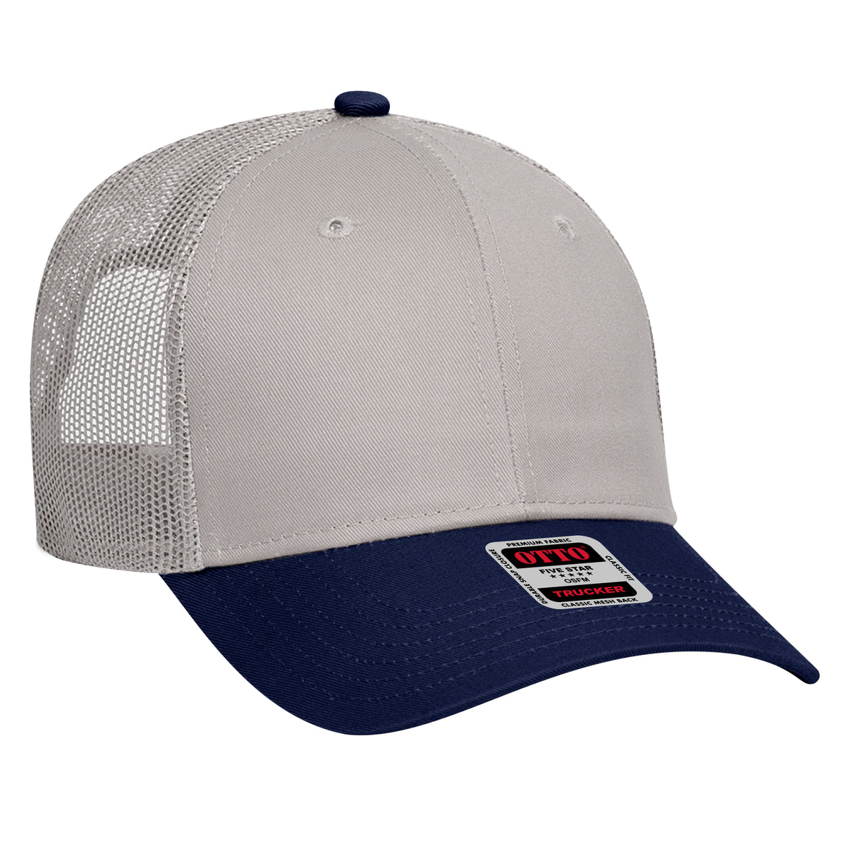 Otto Cap 83-473 6 Panel Low Profile Mesh Back Trucker Hat - Navy/Gray