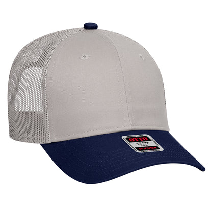 Otto Cap 83-473 6 Panel Low Profile Mesh Back Trucker Hat - Navy/Gray