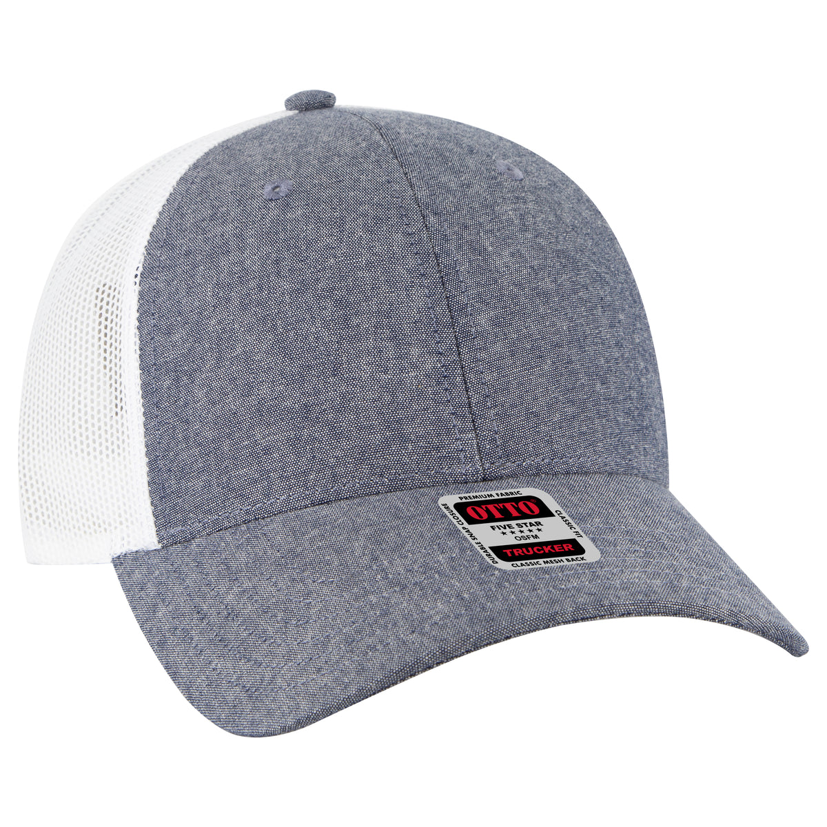 Otto Cap 83-473 6 Panel Low Profile Mesh Back Trucker Hat - Navy/White