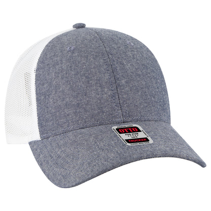 Otto Cap 83-473 6 Panel Low Profile Mesh Back Trucker Hat - Navy/White