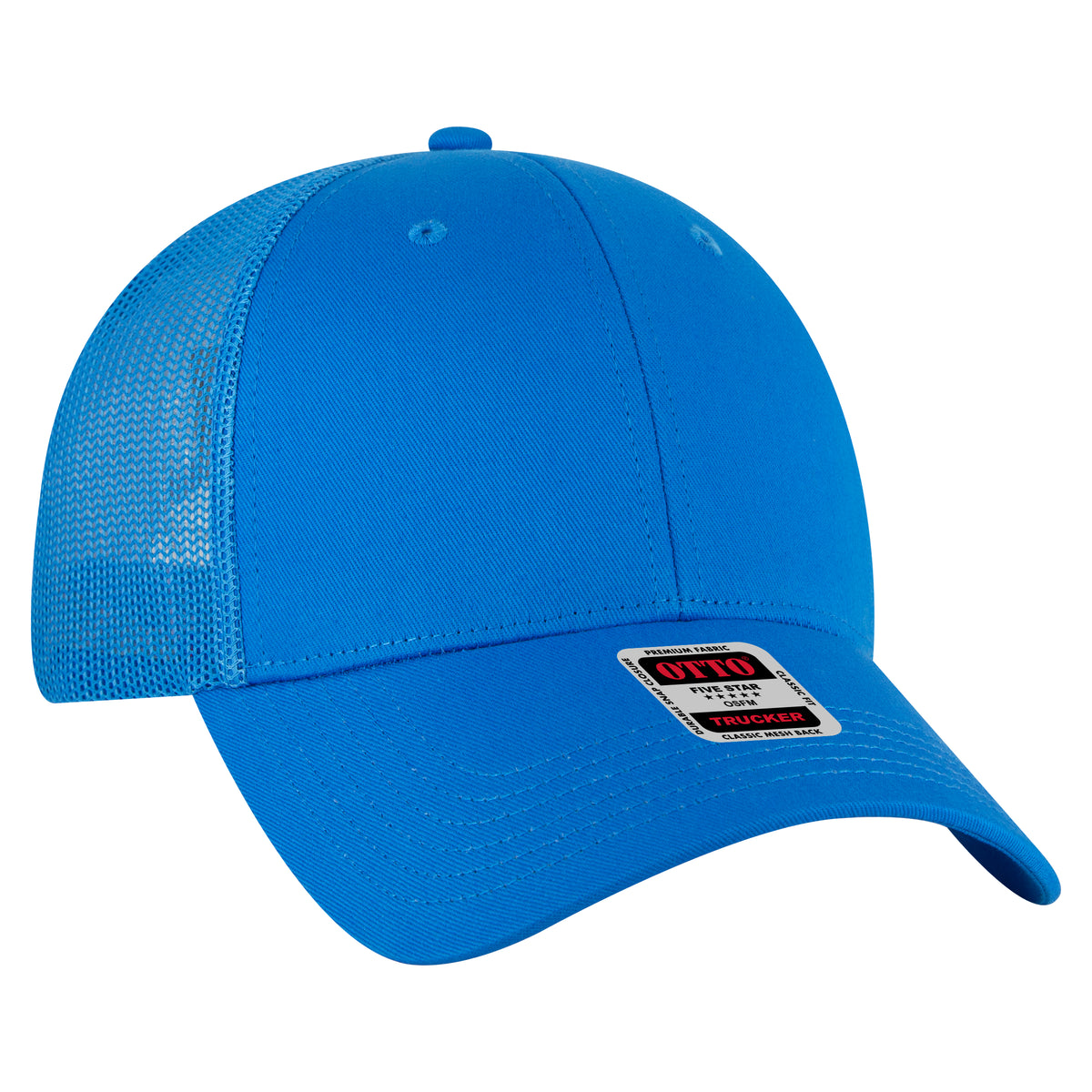 Otto Cap 83-473 6 Panel Low Profile Mesh Back Trucker Hat - Lake Blue