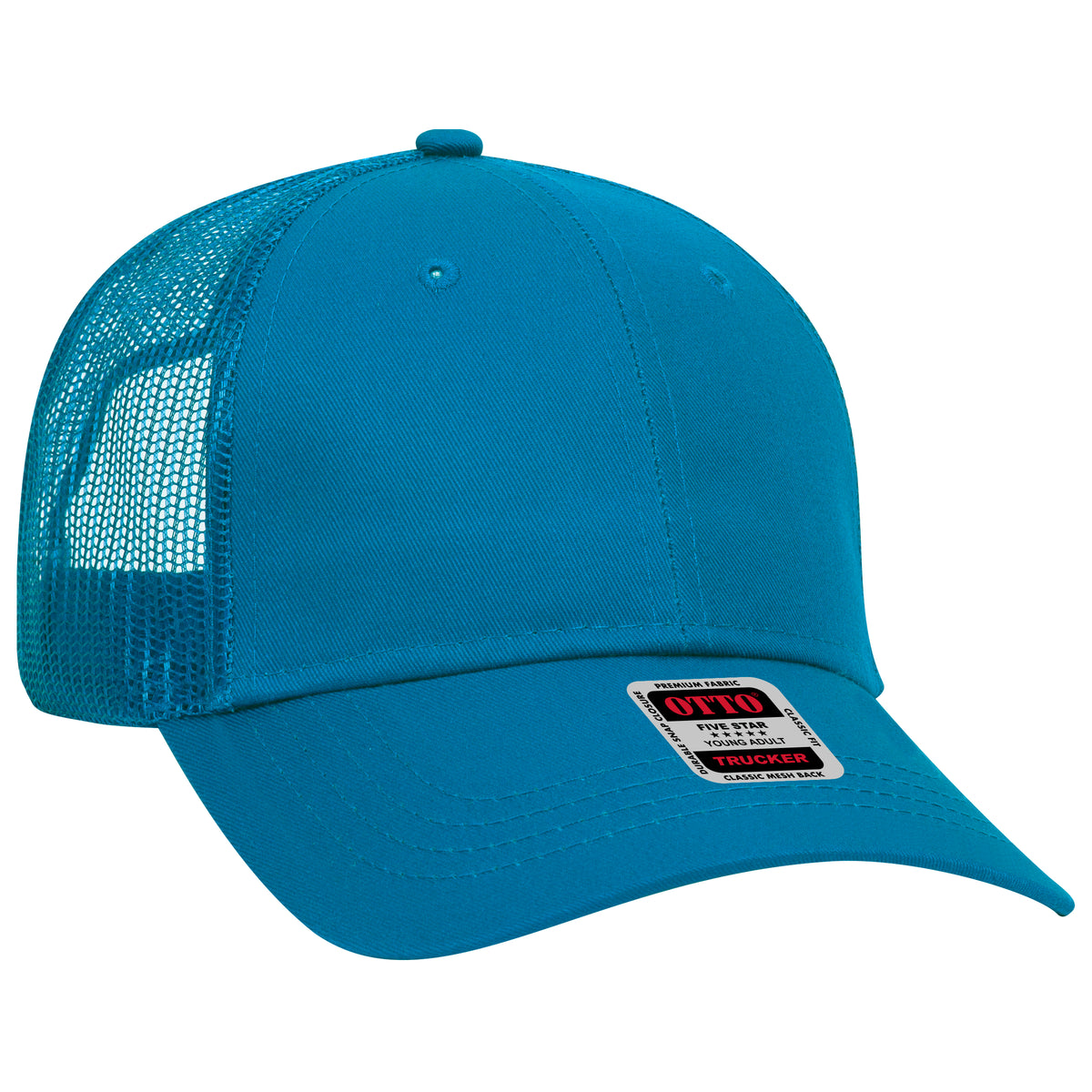 Otto Cap 83-473 6 Panel Low Profile Mesh Back Trucker Hat - Lake Blue
