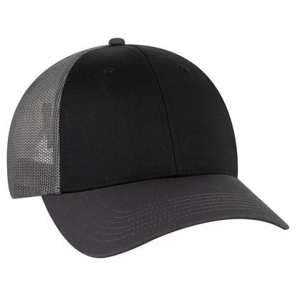 Otto Cap 83-473 6 Panel Low Profile Mesh Back Trucker Hat - Charcoal Gray/Black/Charcoal Gray