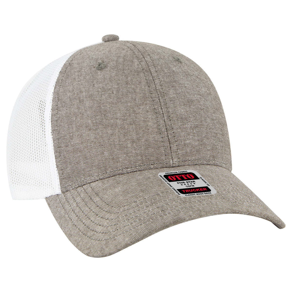 Otto Cap 83-473 6 Panel Low Profile Mesh Back Trucker Hat - Charcoal Gray/White