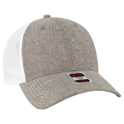 Otto Cap 83-473 6 Panel Low Profile Mesh Back Trucker Hat - Charcoal Gray/White