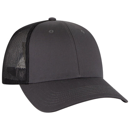 Otto Cap 83-473 6 Panel Low Profile Mesh Back Trucker Hat - Charcoal Gray/Charcoal Gray/Black