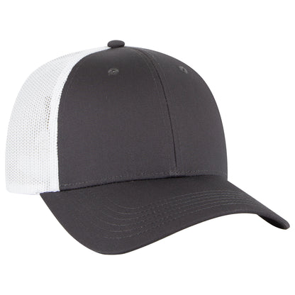 Otto Cap 83-473 6 Panel Low Profile Mesh Back Trucker Hat - Charcoal Gray/Charcoal Gray/White