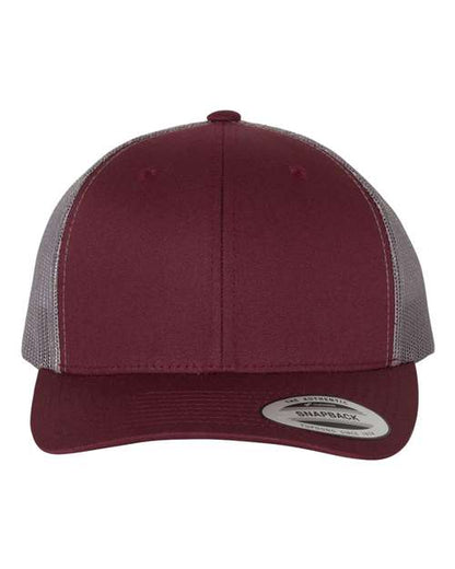 YP Classics Retro Trucker Cap - Maroon/ Grey