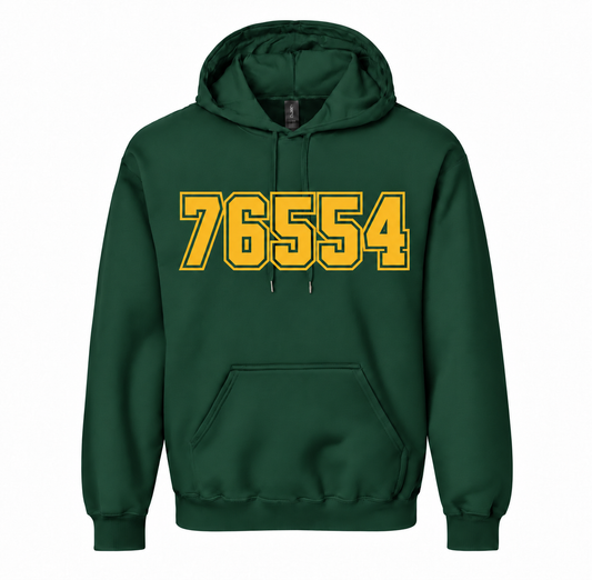 Academy Bumblebees 76554 ZIP Code Hoodie - Forest Green / Gold