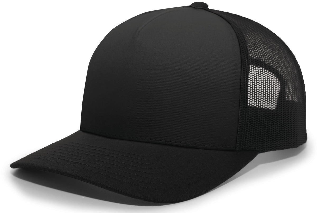 Pacific Headwear BLACK/BLACK / OS 5-Panel Trucker Snapback Cap