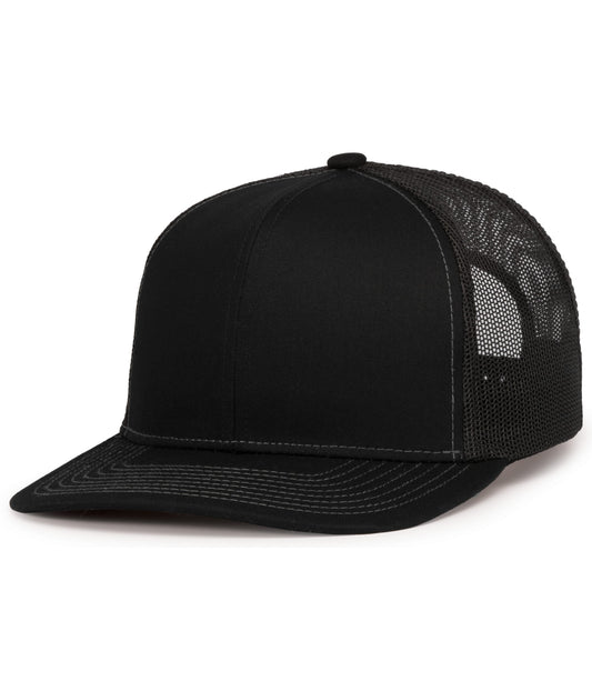 Pacific Headwear BLACK/GRAPHITE / OS Contrast Stitch Trucker Snapback
