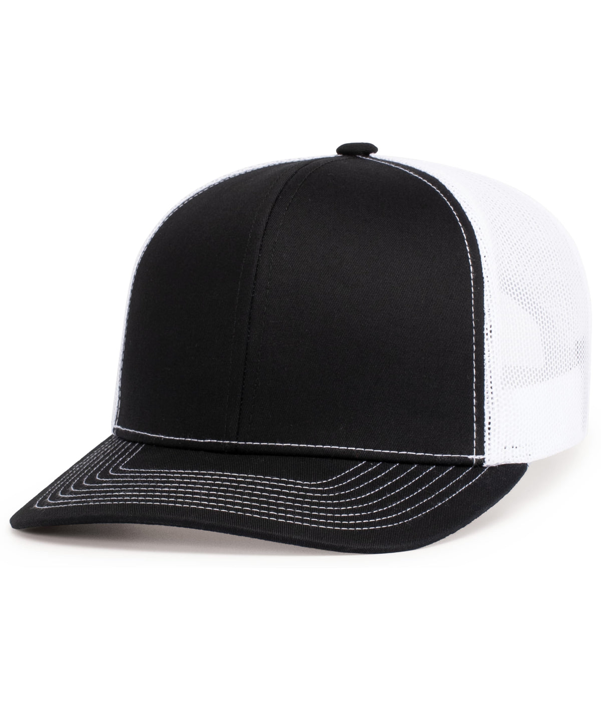 Pacific Headwear BLACK/WHITE/BLACK / OS Contrast Stitch Trucker Snapback