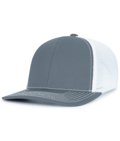 Pacific Headwear GRAPHITE/WHITE/GRAPHITE / OS Contrast Stitch Trucker PacFlex Snapback Cap