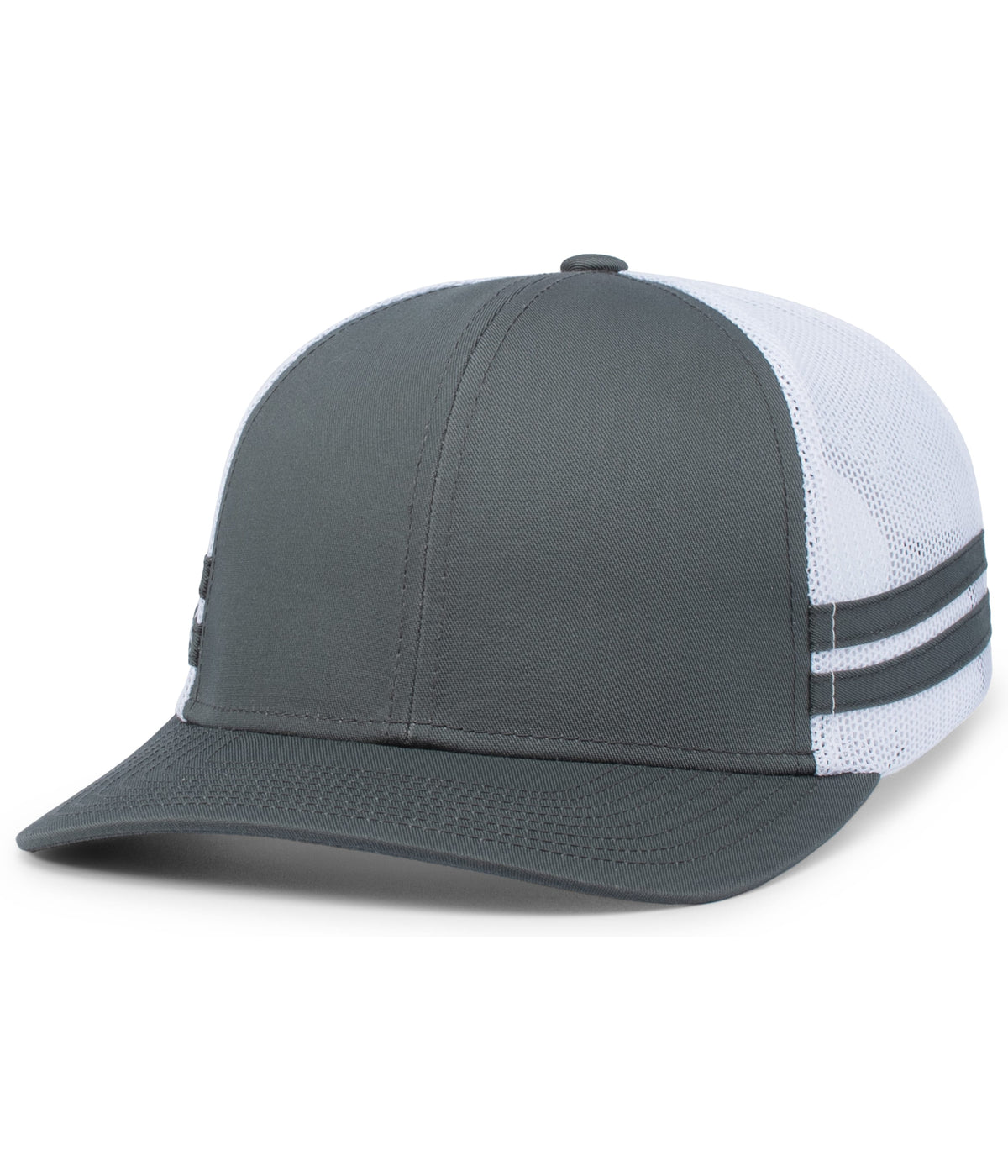 Pacific Headwear GRAPHITE/WHITE/GRAPHITE / OS Low-Profile Stripe Trucker Cap