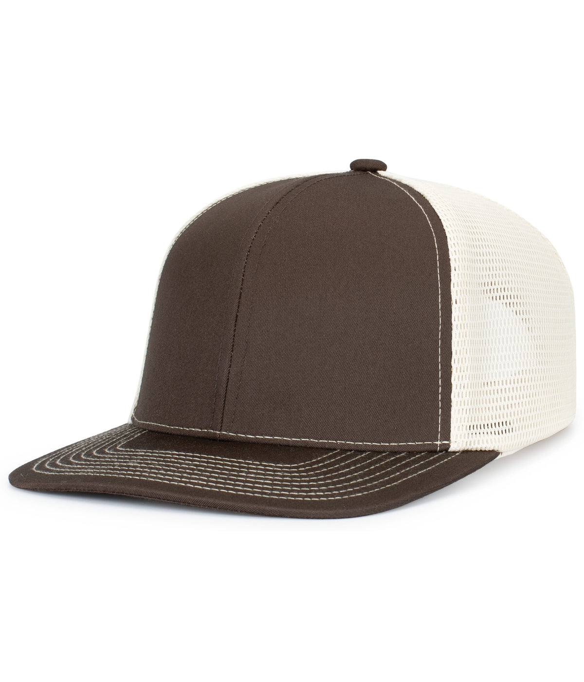 Pacific Headwear GREY BROWN/BEIGE/GREY BROWN / OS Contrast Stitch Trucker PacFlex Snapback Cap