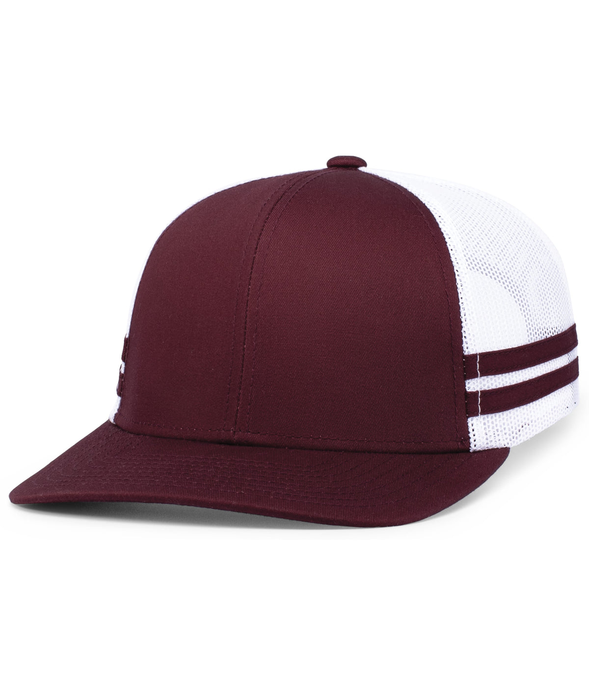 Pacific Headwear MAROON/WHITE/MAROON / OS Low-Profile Stripe Trucker Cap