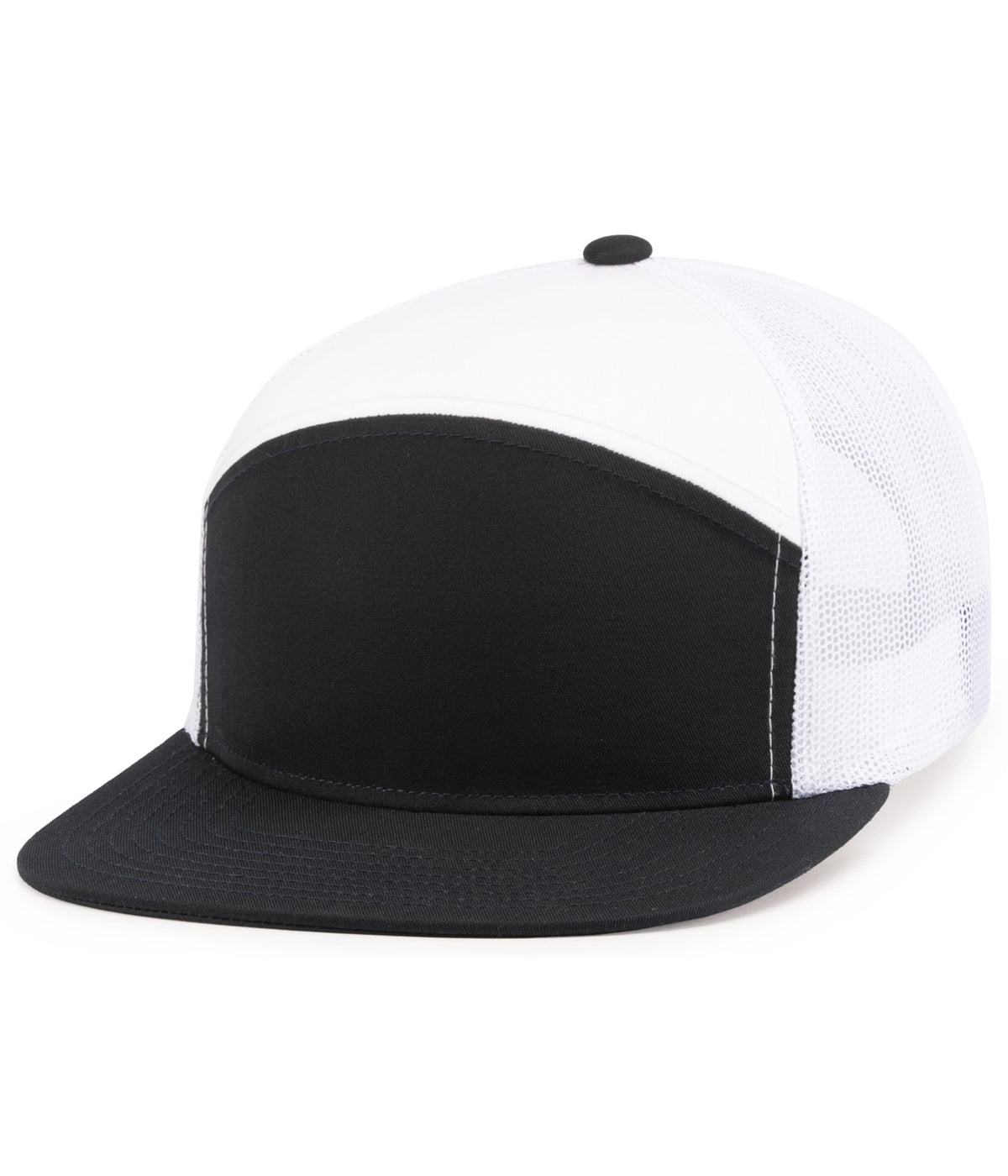 Pacific Headwear NAVY/WHITE/NAVY / OS 6-Panel Arch Trucker Snapback Cap