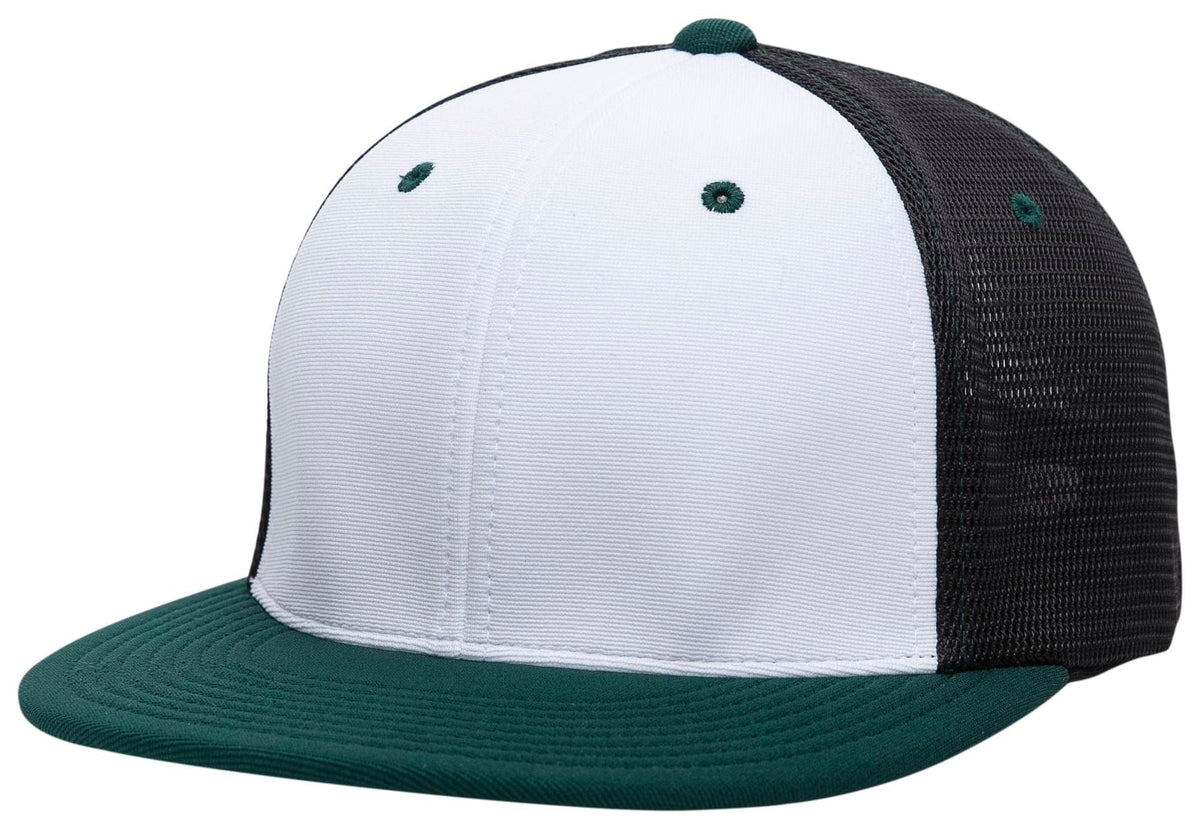 Pacific Headwear WHITE/BLACK/DARK GREEN / S/M Premium M2 Performance Trucker Flexfit® Cap