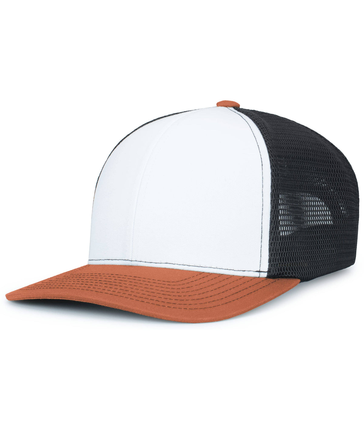 Pacific Headwear WHITE/LIGHT CHARCOAL/RUST / OS Contrast Stitch Trucker PacFlex Snapback Cap