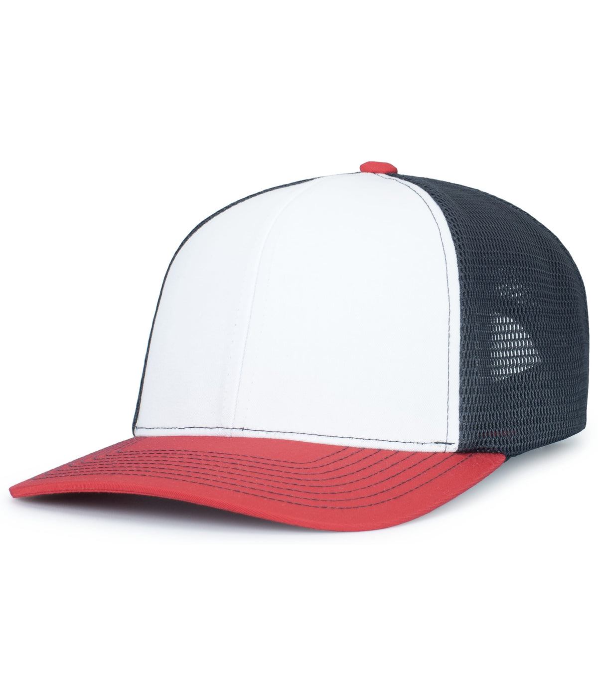 Pacific Headwear WHITE/NAVY/RED / OS Contrast Stitch Trucker PacFlex Snapback Cap