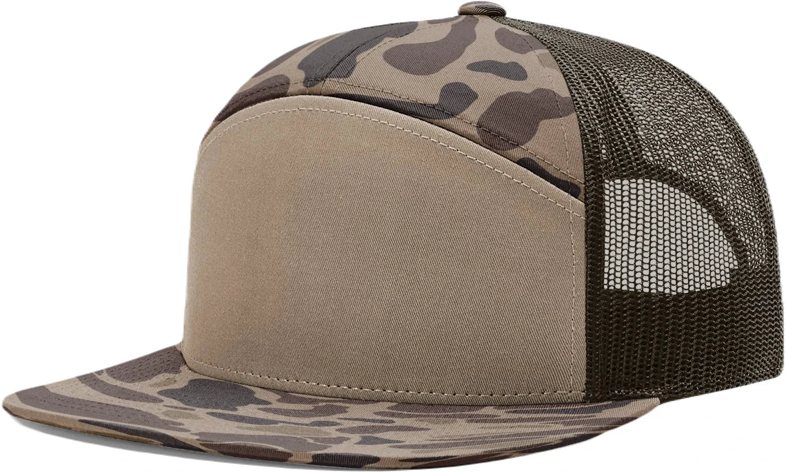 Richardson Bark Duck Camo/Brown Richardson 168P Printed 7 Panel Trucker Hat