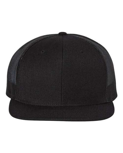 Richardson Black/ Black / Adjustable Richardson 511 Wool Blend Flat Bill Trucker Cap