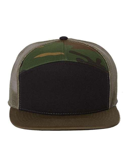 Richardson Black/ Camo/ Loden / Adjustable Richardson 168 Seven-Panel Trucker Cap
