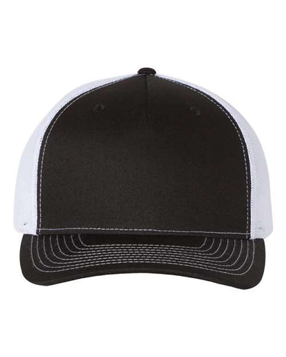 Richardson Black/ White / Adjustable Richardson 112FP Five-Panel Trucker Cap