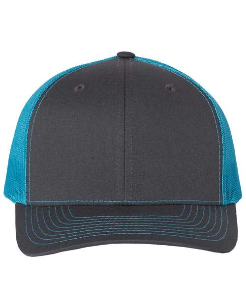 Richardson Charcoal/ Neon Blue / OSFM Richardson 112 Snapback Trucker Cap