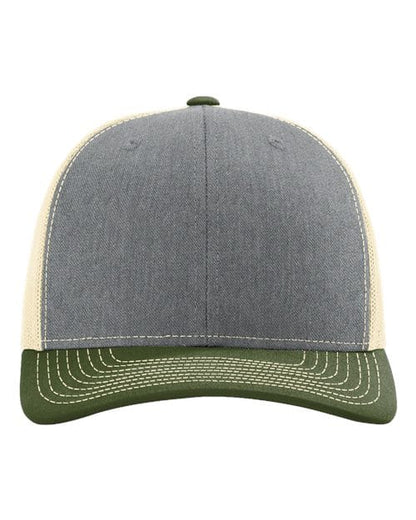Richardson Heather Grey/ Birch/ Army Olive / OSFM Richardson 112 Snapback Trucker Cap
