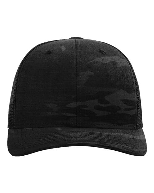 Richardson Mulitcam Black / Adjustable Richardson 112PT Tactical Trucker Cap