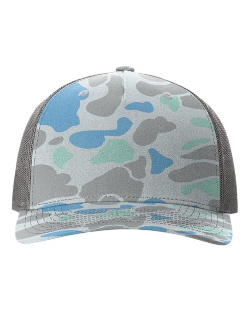 Richardson Saltwater Duck Camo/ Charcoal / Adjustable Richardson 112PFP Five-Panel Printed Trucker Cap
