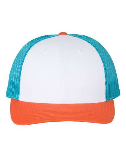 Richardson White/ Blue Hawaiin/ Pale Orange / M/L Richardson 115 Low Pro Trucker Cap