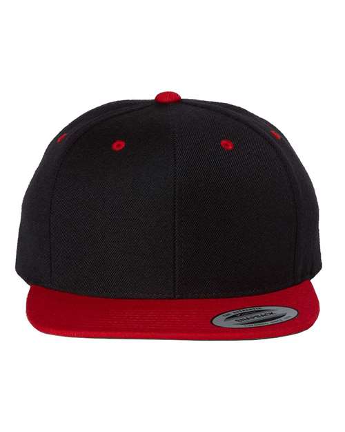 YP Classics Black/ Red / Adjustable Premium Flat Bill Snapback Cap