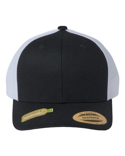 YP Classics Black/ White / Adjustable Sustainable Retro Trucker Cap