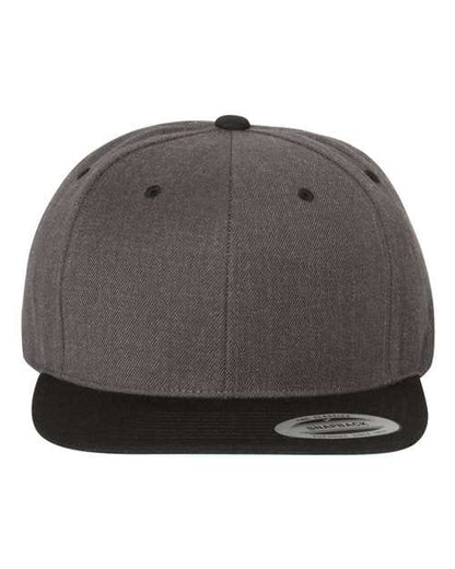 YP Classics Dark Heather/ Black / Adjustable Premium Flat Bill Snapback Cap