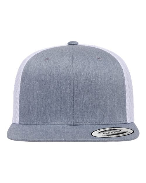YP Classics Heather Grey/ White / Adjustable Retro High Profile Trucker Cap
