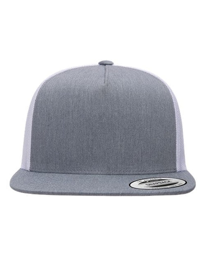 YP Classics Heather/ White / Adjustable Five-Panel Classic Trucker Cap
