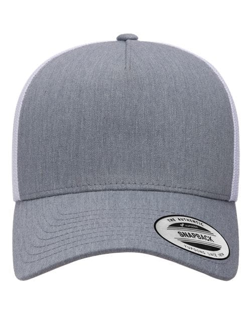 YP Classics Heather/ White / Adjustable Five-Panel Retro Trucker Cap