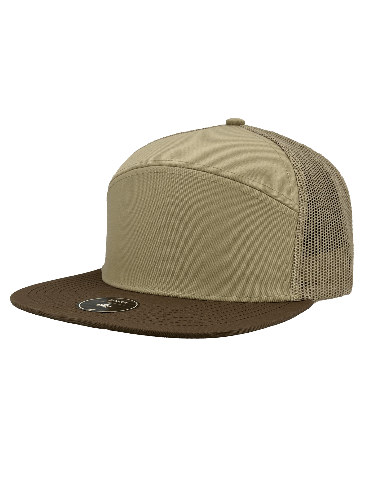 Zapped Headwear khaki white slant Zapped Cobra